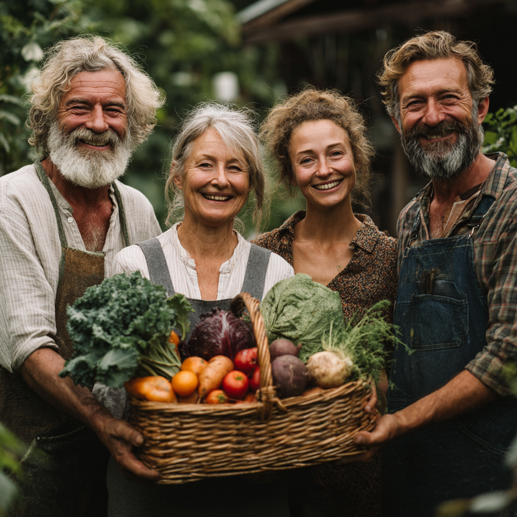 Szczęśliwa polska rodzina przygotowująca zdrowe posiłki w kuchni, uśmiechnięci dorośli różnych pokoleń